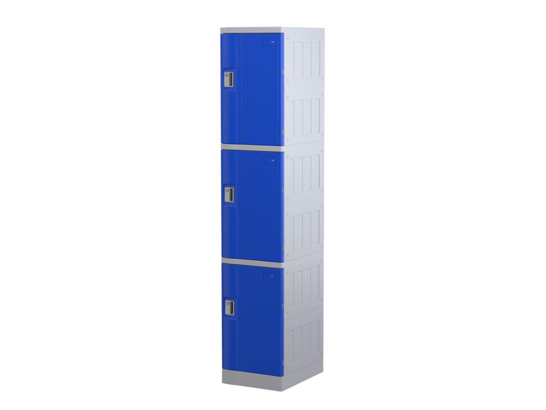 ABS Plastic Locker Tall Blue 3 door
